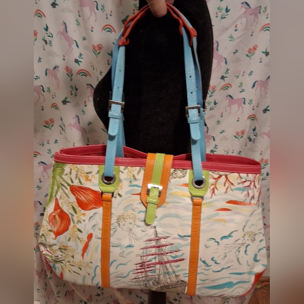 EUC RARE Vintage Longchamp Limited Edition Sea Treasure Nautical Boho Purse Bag - Picture 2 of 16